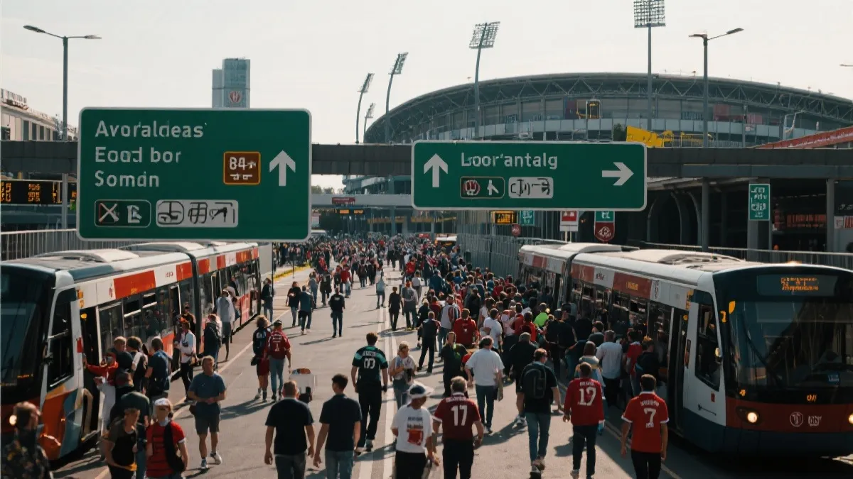 比赛日现场动线示意：球迷从城市交通到球场入口的路径与时间管理